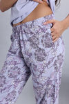 Zivame Floral Hush Knit Cotton Pyjama Set - Heirloom Lilac — thumbnail 6